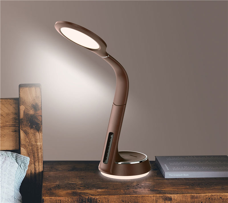 10W Col De Cygne Imitation Cuir LED Lampe De Table Lampe de Bureau Avec Sortie Usb