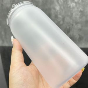 Custom LogoBulk Custom Reusable Matt Acrylic Water Bottle Drinking Plastic Frosted 16oz Beer Can with <b>Lid</b> <b>and</b> <b>Straw</b> - Product Image 3