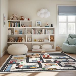 Tappeto Gioco Interattivo Premium per Bambini con Strade e Veicoli, Antiscivolo in Finta Lana, Giocattolo Educativo con Design Mappa della Città - Product Image 4