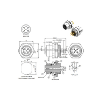 Fábrica al por mayor CE RoHs M12 5P Dcode Socket chapado en oro montaje en Panel trasero soldadura IP67 impermeable M12 D codificado 5pin PCB conector