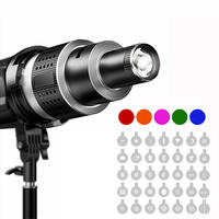 Kit de Lumière de Studio Photo Avec Snoot Conique, Monture Bowens, Lentille Optique, Projecteur et 35 Gobos Pour Flash Vidéo et Formes Artistiques