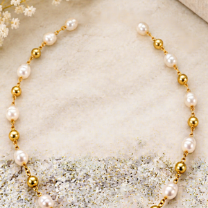 Collar de Perlas y Cuentas de Plata de Ley Chapado en Oro de 18K, Gargantilla Delicada para Combinar en Capas, Joyería - Product Image 1