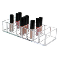 D6214 Boîte de rangement transparente en plastique acrylique à 8 compartiments pour cosmétiques, rouge à lèvres, fards à paupières, organisateur de bureau