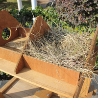 Mangeoire à oiseaux extérieure en bois massif avec fermeture à bouton pour moineaux Pigeons Boîte à nourriture Cage à oiseaux Balcon Jardin Villa Nid d'oiseau