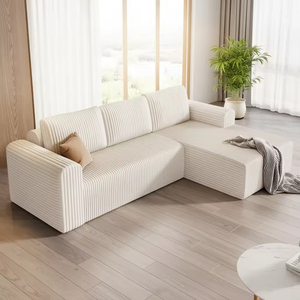 Canapé en tissu en forme de L avec rangement intégré, doté d'un design sans cadre et d'un mousse moulée monobloc - Product Image 3