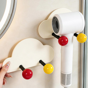 Cloud Shape Wall Mounted Hair Dryer Holder Ivory White Durable Bathroom Storage Solution - Product Image 1