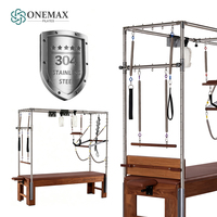 Lit de Pilates Cadillac ONEMAX en bois de noyer robuste, taille complète, table trapèze réglable, cadre en acier inoxydable, accessoires complets