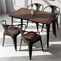 Moderne Holz-Café-Restaurant Fast-Food-Bar Esszimmermöbel Stapelbare Vintage Bistro Tisch- und Stuhl-Sets
