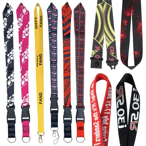 Khuyến mại cổ Lanyard polyester nylon thăng hoa in logo thiết kế tùy chỉnh dây buộc với logo tùy chỉnh