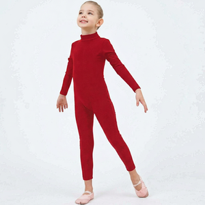Justaucorps rouge à manches longues et col roulé pour filles, tenue de danse pour l'entraînement, gymnastique, justaucorps pour enfants, justaucorps intégral - Product Image 1
