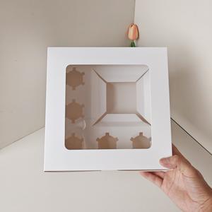 <span class=keywords><strong>2</strong></span>/5/8個入り窓付き紙製ケーキボックス、透明蓋付きカップケーキ、デザート、ペストリー、ベーカリー用包装箱 - Product Image 4