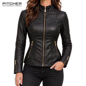 Fabricant en gros de vestes en cuir pour femmes pour les boutiques américaines, fournisseur de vestes en cuir pour femmes à faible MOQ, OEM en gros - Product Image 1