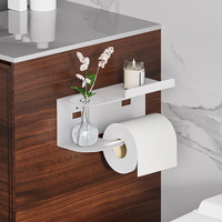 Porte-papier toilette mural en fer Jianghuhui avec étagère, sans perçage, design moderne et minimaliste pour salle de bain