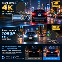 3.16 pouces Dashcam 2 caméra 4K + 2.5K WIFI Gps caméra de bord ADAS voiture DVR avant et arrière double objectif 4k Dash Cam
