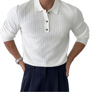 Chemise à manches longues en tricot respirant pour homme, avec col, style hiver/automne, en polyester et laine - Product Image 3
