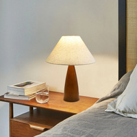 Lampe de table LED rechargeable sans fil en bois de designer avec base en tissu, lumière tactile, décoration d'intérieur de luxe pour restaurant, hôtel, salon