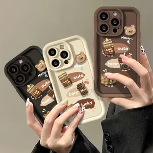 New design Cartoon coffee bears Phone Case For Samsung A12 A13 A24 A32 A54 A54 All-inclusive supple Shockproof Protection Cover