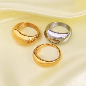 Trendy Stainless Steel Dome <strong>Rings</strong> Tarnish Free Jewelry PVD 18K Gold Plated <strong>Thick</strong> Chunky Dome <strong>Rings</strong> for Women - Product Image 5