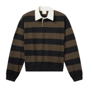 High Quality <b>Mens</b> Color Blocking Stripe Polo Shirts 100% Cotton Loose Fit <b>Long</b> <b>Sleeve</b> Polo <b>Tshirts</b> for <b>Men</b> - Product Image 3