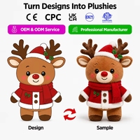 Ours en peluche de Noël personnalisé avec broderie du logo IES, rembourrage en coton PP, doublure en maille, garniture en fausse fourrure, chapeau de Père Noël et manteau