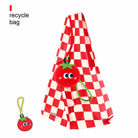 Sac de courses pliable personnalisé avec peluches réutilisables, sac écologique, porte-clés en peluche tomate, jouets