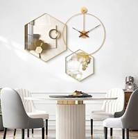 Peinture décorative de salle à manger combinaison hexagonale peinture suspendue cuisine table à manger peinture avec horloge murale de haute qualité