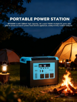 Station d'alimentation solaire portable 1000W LiFePO4 MPPT avec lampe torche, démarreur de batterie, onde sinusoïdale pure, écran LCD et protection contre les surcharges pour voiture