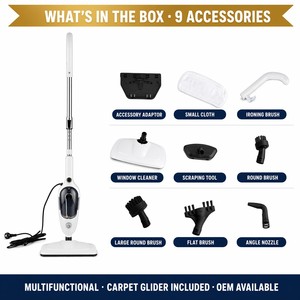 Nettoyeur vapeur portable pour les fêtes, en stock, cadeau de Noël, vente en gros, OEM, 1300W, 10 en 1, 450ml, CE, prêt à être expédié, <span class=keywords><strong>Black</strong></span> <span class=keywords><strong>Friday</strong></span> - Product Image 6