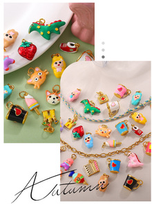 Tierra de las Maravillas Kawaii |   Dijes de Latón Chapado en Oro de 18K con Esmalte Colorido y Diseños de Dibujos Animados para Creación de Joyería DIY |   Colgantes para Niños - Product Image 6