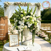 Boule de fleurs artificielles en soie personnalisée de 40 cm à 70 cm, grandes compositions florales, centre de table de mariage, décoration, roses blanches et vertes