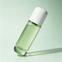 Ensemble de flacons en verre vert pour emballage cosmétique avec capuchon blanc en forme de dôme, logo personnalisé pour marque, étiquette privée, sérum