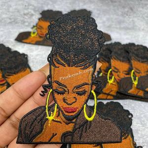 Noir fille fer sur patchs décalcomanies noir Afro enfant mignon autocollant de transfert de chaleur pour T-Shirt jean manteau sacs à dos vêtements - Product Image 3