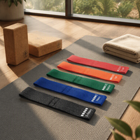 Bandes de résistance en tissu à code couleur, ensemble de bandes élastiques en boucle pour Pilates, yoga, entraînement de force, fitness à domicile