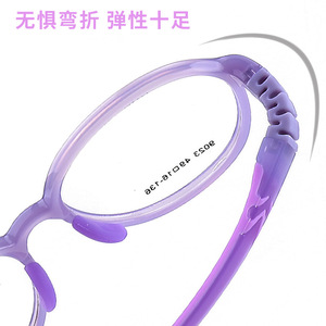 Montures de lunettes pour enfants Tr90, monture ronde complète, protection contre la lumière bleue, antidérapantes, confortables, lentilles remplaçables 9023 - Product Image 4