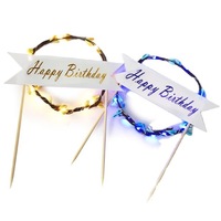 Nouvelle Guirlande LED Joyeux Anniversaire Je t'aime Doux Amour Décoration de Gâteau pour Anniversaire, Saint-Valentin, Mariage, Fête