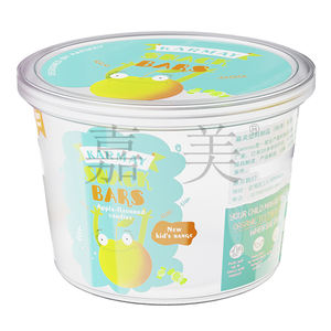 Pot de stockage en plastique de bonbons cadeau transparent avec couvercle 500g couleur personnalisée ronde - Product Image 4