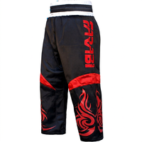 Shorts de boxe en satin Farabi pour hommes, taille élastique, vêtements d'entraînement de combat, logo personnalisé, arts martiaux, 100 % polyester, coupe ample