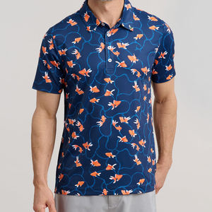 Camiseta de Golf Sublimada con Logotipo Personalizado OEM, 90% Poliéster, 10% Elastano, Corte Regular, Tejido Transpirable, Estampado Gráfico Completo - Product Image 3