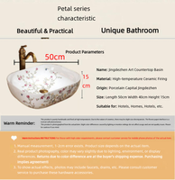 Lavabo en céramique peint à la main en porcelaine Famille Rose de Chine avec motifs floraux et oiseaux