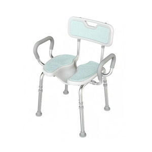 Chaise de douche en alliage d'aluminium, réglable en hauteur, antidérapante, pour personnes âgées, avec dossier et accoudoirs - Product Image 5