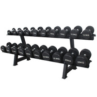 Haltères à tête ronde pour hommes, équipement de fitness à domicile, 2,5-50 kg, en caoutchouc et fonte, haltères fixes dédiés à la salle de sport