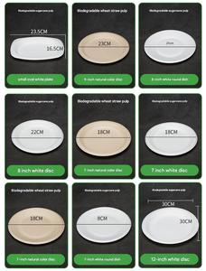 ถาดเยื่อชานอ้อยสีขาวทรงกลมพิมพ์โลโก้ตามสั่ง ขนาด 5 6 7 8 9 10 นิ้ว จานใยชานอ้อยย่อยสลายได้ทางชีวภาพ - Product Image 2
