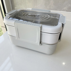 Large Capacity Insulated <b>Lunch</b> <b>Box</b>, Double-Layer Grid Stainless Steel Student <b>Lunch</b> <b>Box</b>, Nordic Style Minimalist <b>Lunch</b> <b>Box</b> - Product Image 5