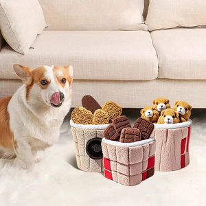 Köpek oyuncak peluş kova aperatifler şekli gıcırtılı tavuk Nugget bisküvi çikolata gogoile interaktif bulmaca oyunu - Product Image 4
