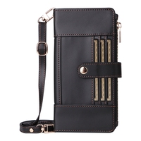Tas dompet selempang kulit untuk iPhone, tas casing Flip gaya ritsleting untuk iPhone 11 pro max/12 pro max/13 pro max/14 Plus