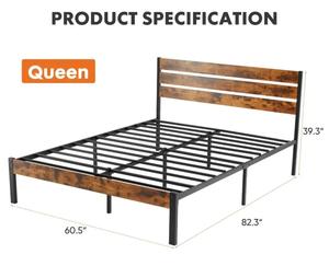 Каркас кровати размера «Queen-Size» с изголовьем, прочный и устойчивый, без шума, не требуется пружина коробки, легкая сборка - Product Image 5