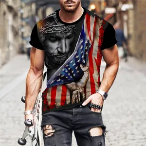 Мужская футболка с 3D-принтом и принтом флага, свободная футболка с круглым вырезом и коротким рукавом с индивидуальным логотипом, Мужская Уличная одежда