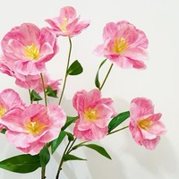 Bunga Tulip Buatan 3 Kepala dengan Kelopak Ganda, Tulip Batang Panjang Ukuran Besar, Bunga Dekoratif untuk Rumah dan Fotografi Hotel