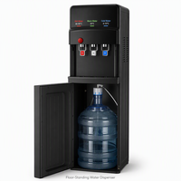 Dispensador de Agua Independiente con 3 Grifos, Agua Fría, Caliente y a Temperatura Ambiente, Enfriador de Agua Potable de Pie para Hogar y Oficina
