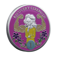 Pièce commémorative personnalisée de récupération et de renforcement, gravée double face, en fer plaqué couleur, imprimée UV, pour la guérison mentale